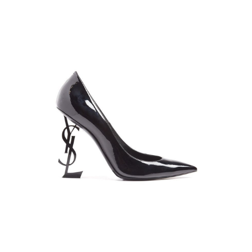 YSL PATENT TRIPPLE BLACK HEELS